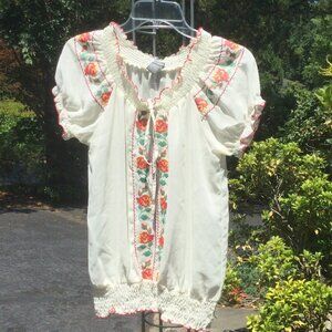 Isabella Rodriguez Embroidered & Elastic Edges Top